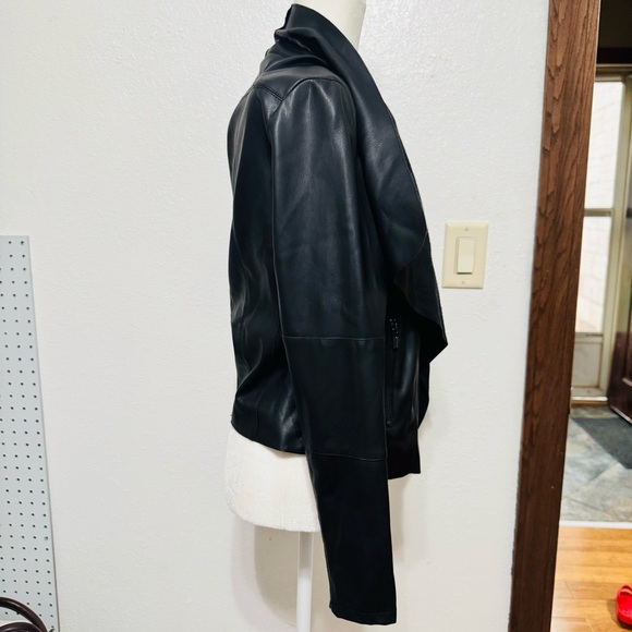 bagatelle black draped faux leather jacket - size M - Picture 6 of 7